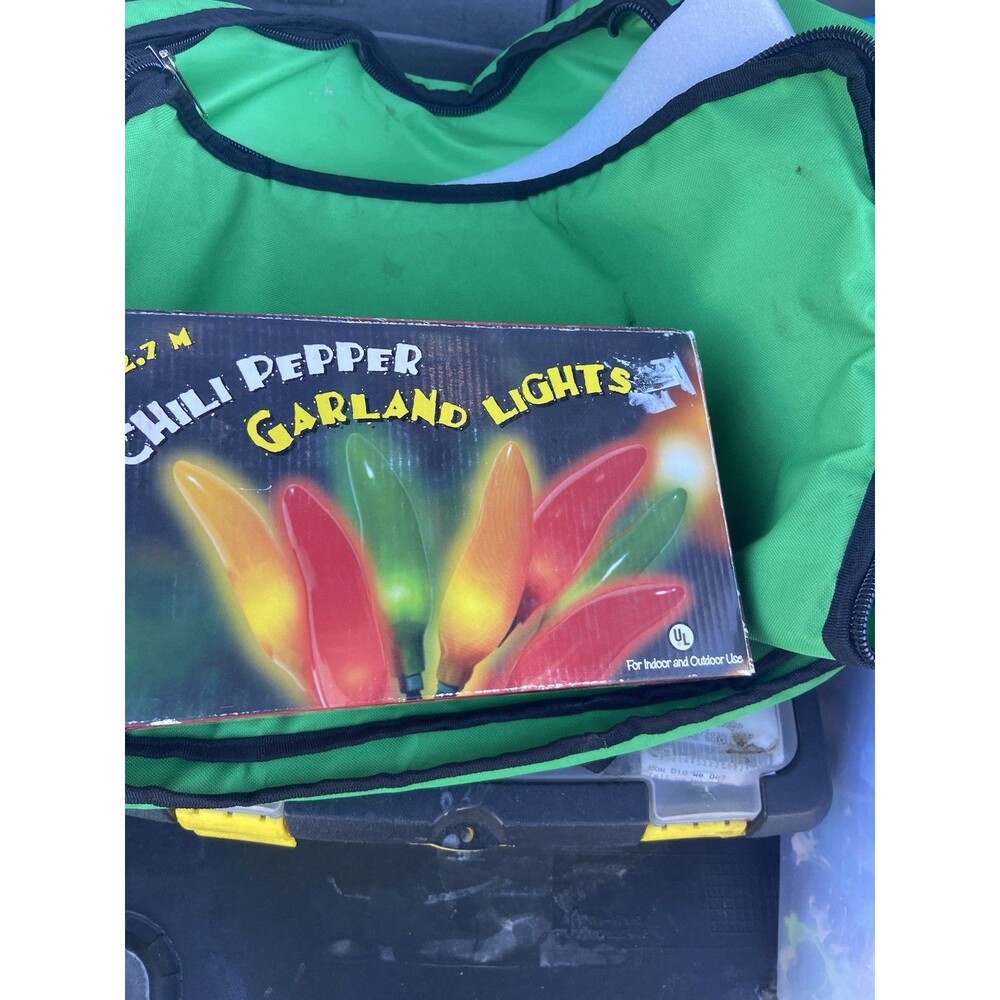 100 Chili Pepper Garland Lights Red Green Yellow Indoor Outdoor 9 ft New Tested